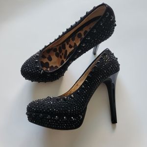GIANNI BINI BLACK STUDDED STILETTO HEELS